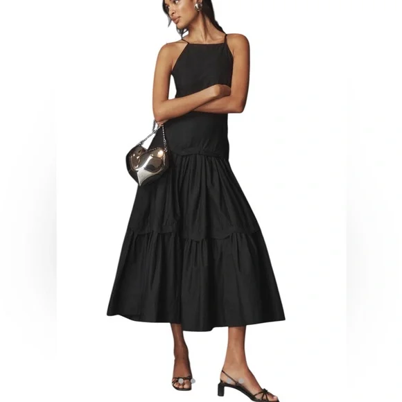 slim fit dress slacks Adamaris Floral Halter Tiered Ruffle Maxi Dress